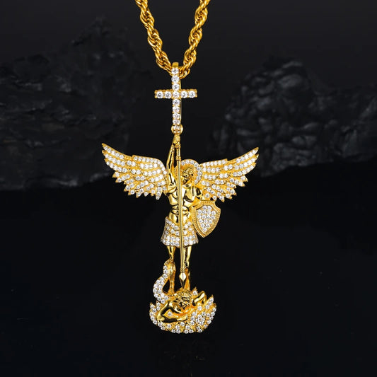 Iced Out Moissanite Angel Pendant