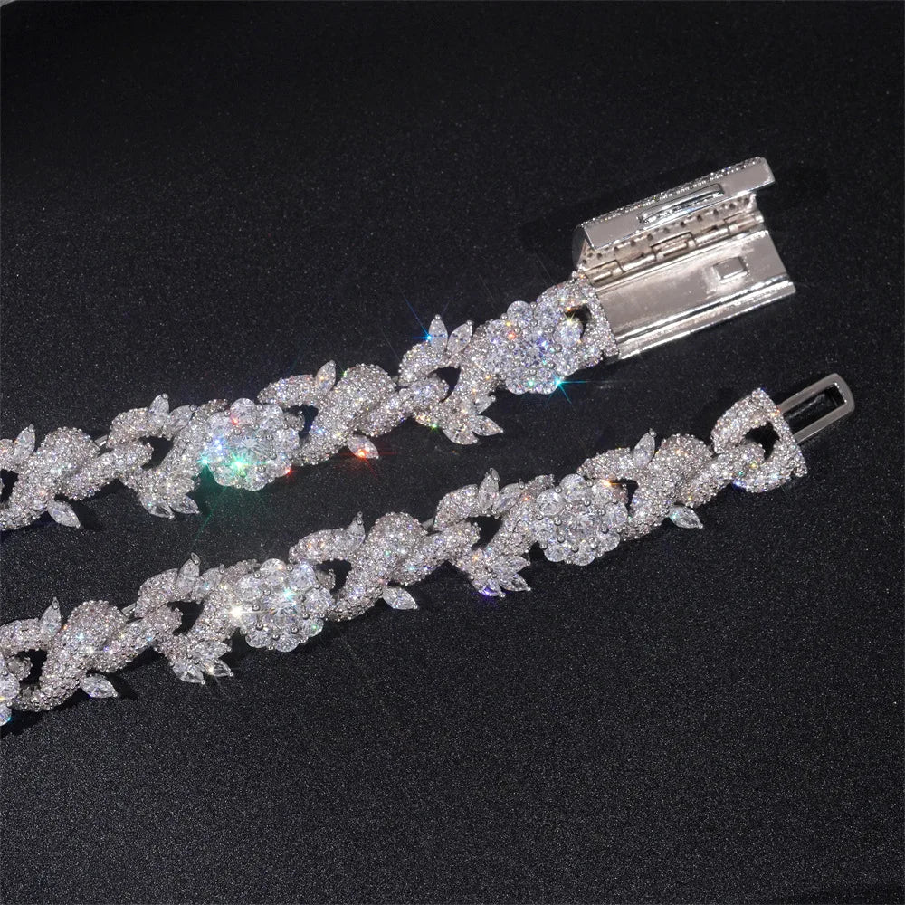 13mm Zircon Thorn Flower Cuban Chain