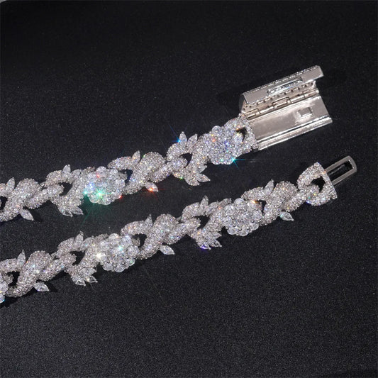 13mm Zircon Thorn Flower Cuban Chain