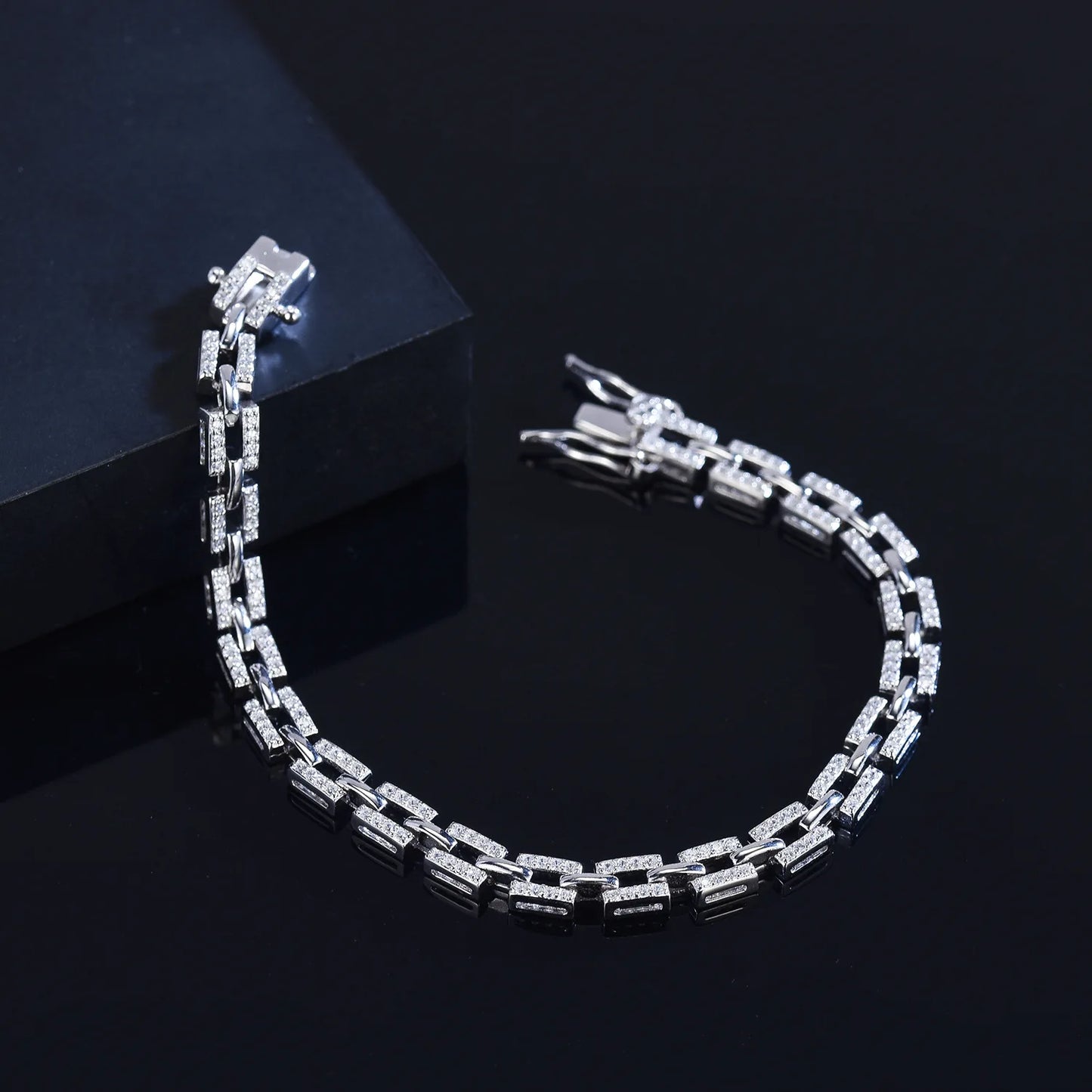 All Pave Moissanite Silver Bracelet