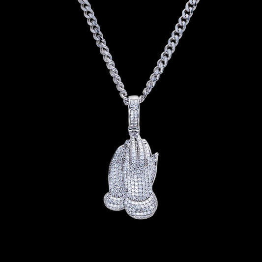 Moissanite Praying Hand Pendant