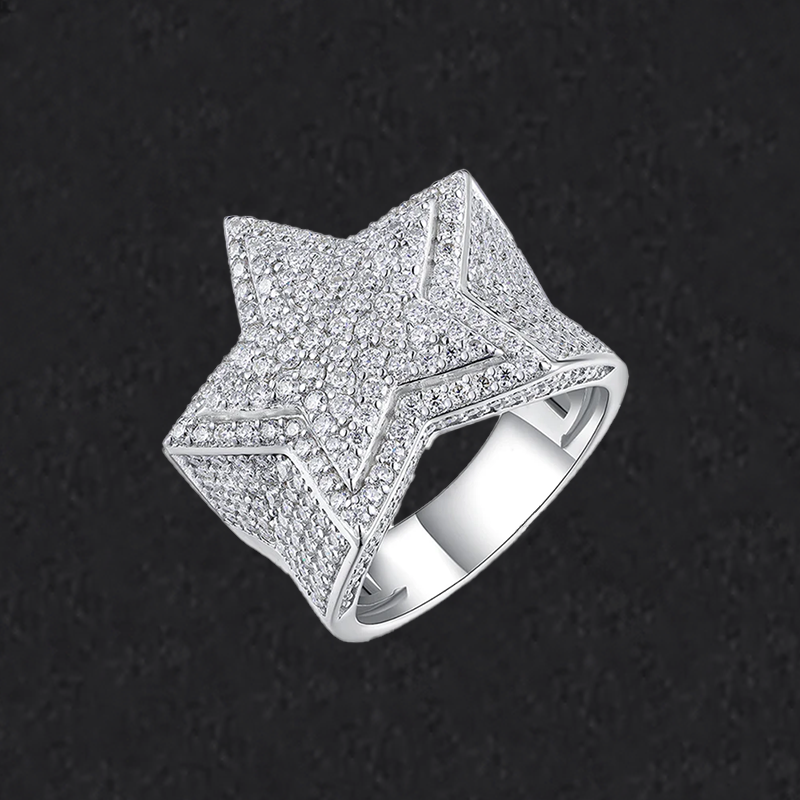 925 Moissanite Star Ring