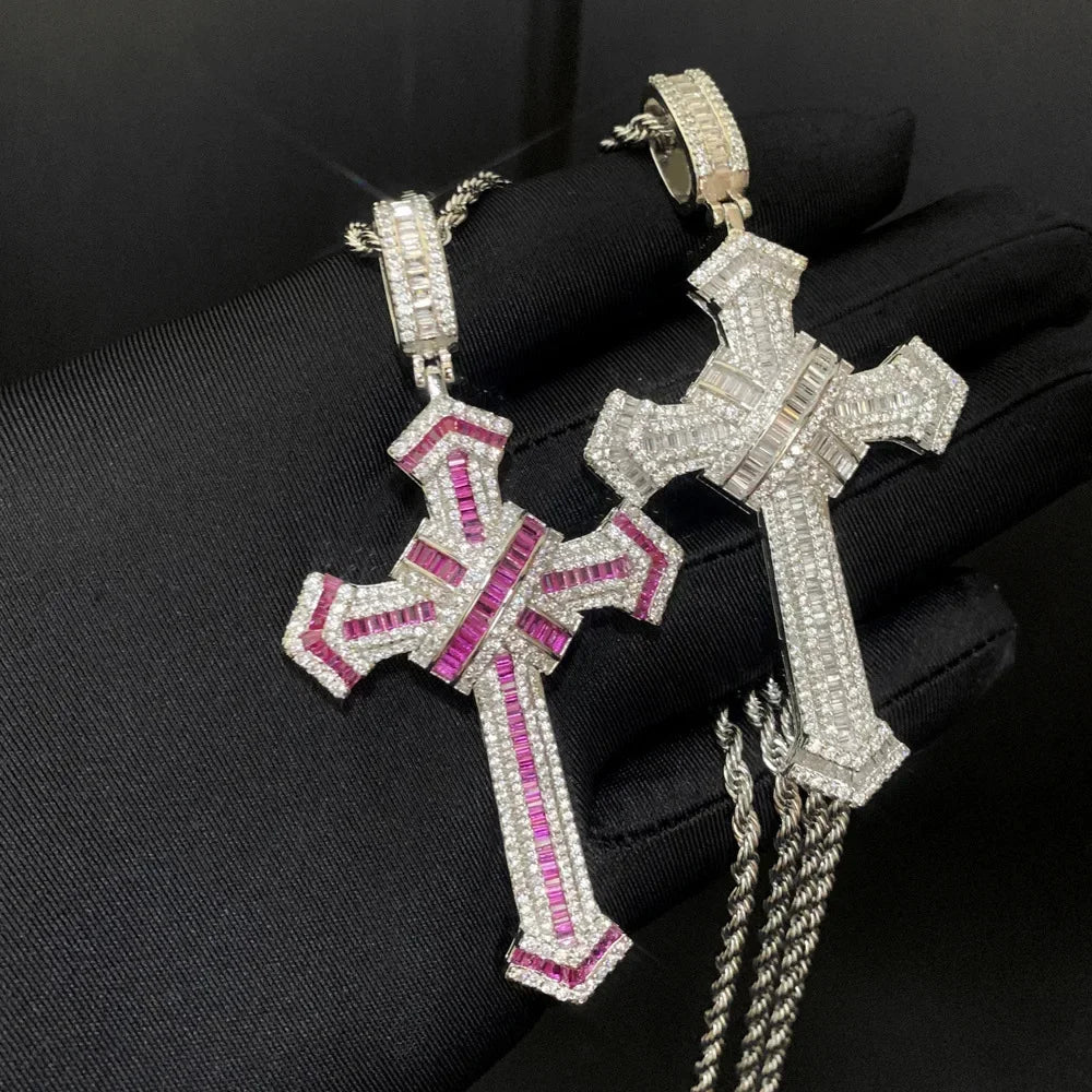 Long Moissanite Cross Pendant
