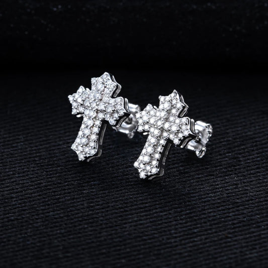 Moissanite Cross Stud Earrings