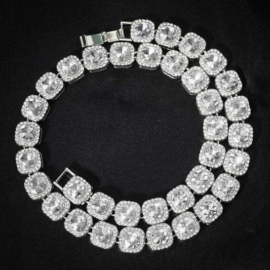 13mm Crystal Heart Cuban Chain