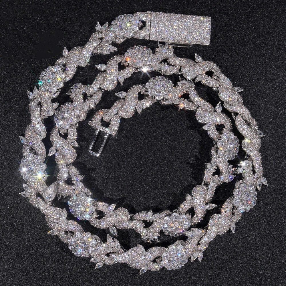 13mm Zircon Thorn Flower Cuban Chain