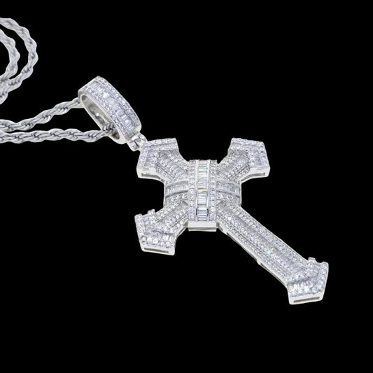 Long Moissanite Cross Pendant