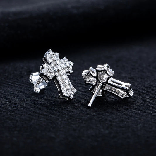 Moissanite Cross Stud Earrings