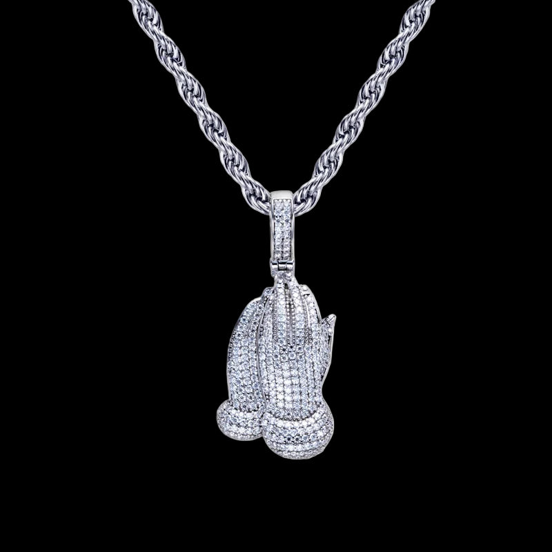 Moissanite Praying Hand Pendant