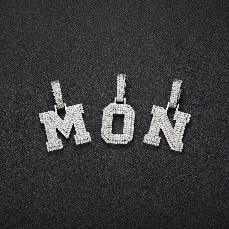 925 Moissanite Letter Pendant