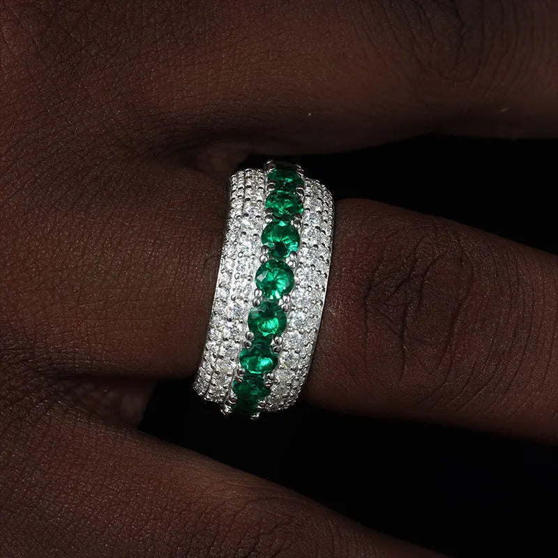 Pave Setting Moissanite Silver Ring