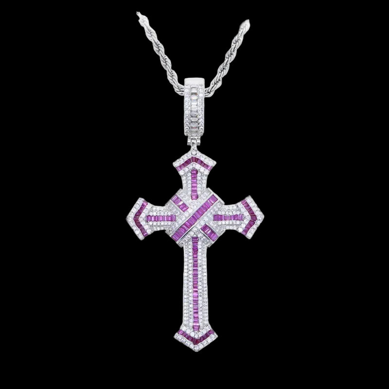 Long Moissanite Cross Pendant