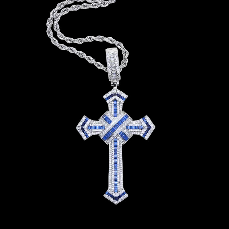 Long Moissanite Cross Pendant