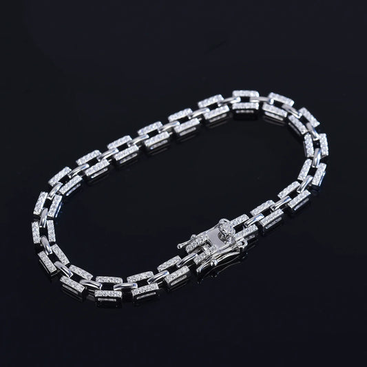 All Pave Moissanite Silver Bracelet