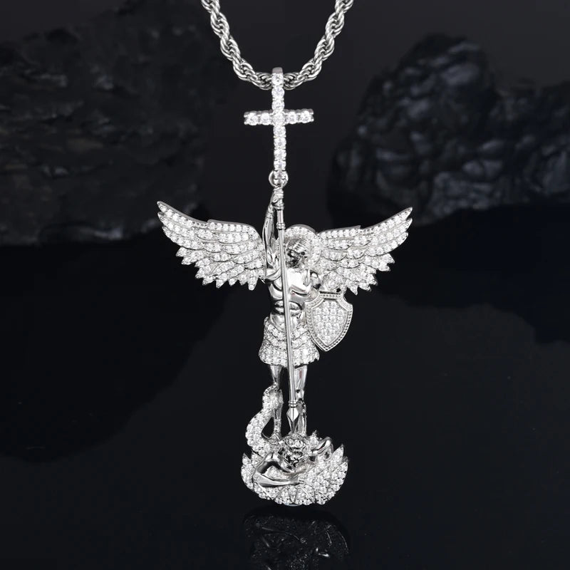 Iced Out Moissanite Angel Pendant