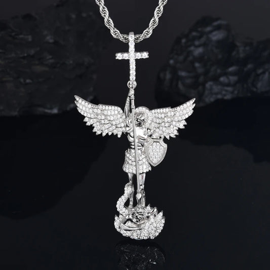 Iced Out Moissanite Angel Pendant