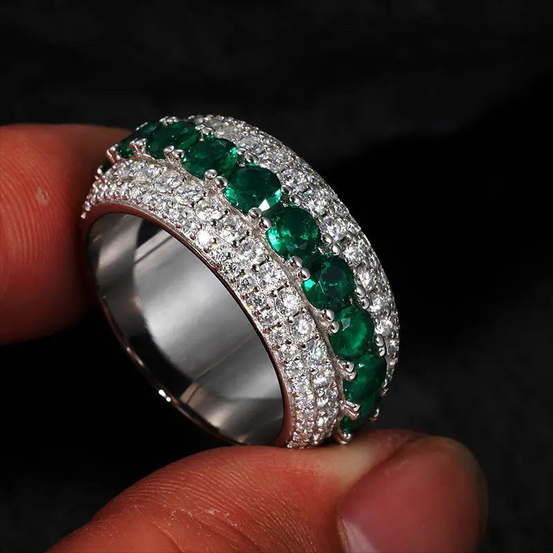 Pave Setting Moissanite Silver Ring