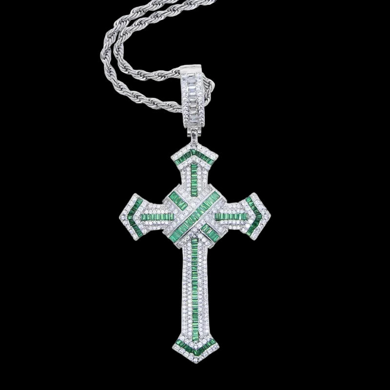 Long Moissanite Cross Pendant