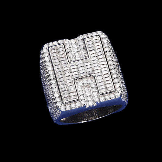 Custom Letter Moissanite Ring