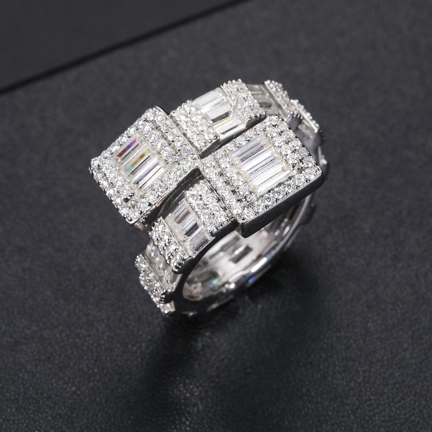 VVS Baguette Moissanite Silver Ring