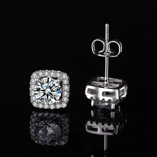 925 Silver Moissanite Stud Earrings