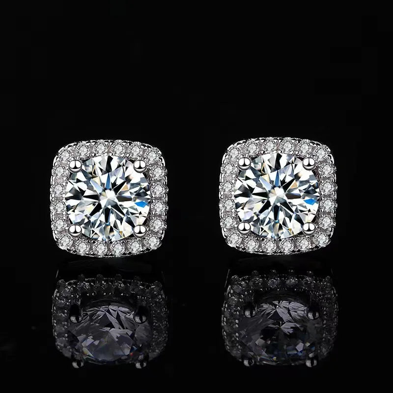 925 Silver Moissanite Stud Earrings