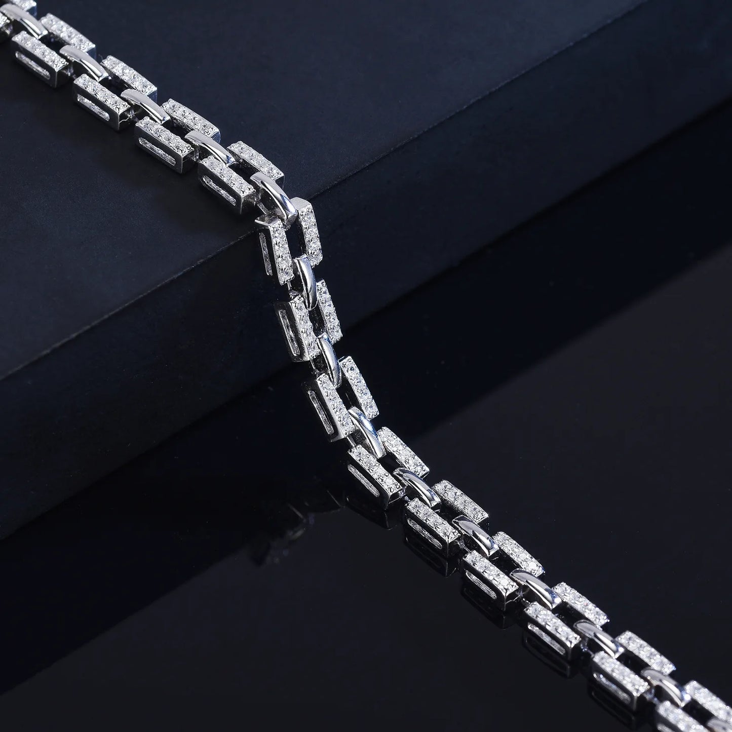 All Pave Moissanite Silver Bracelet