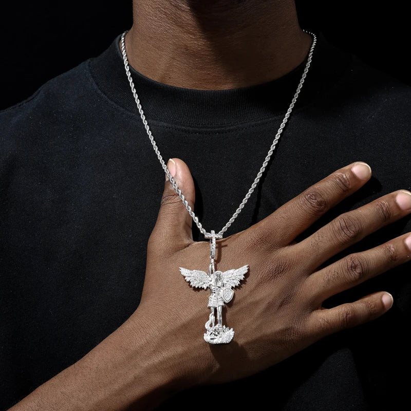 Iced Out Moissanite Angel Pendant