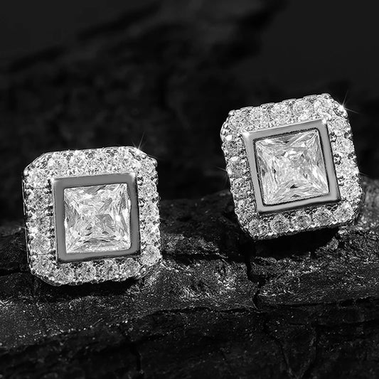 Square CZ Stud Earrings