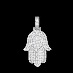 Moissanite Hamsa Hand Pendant