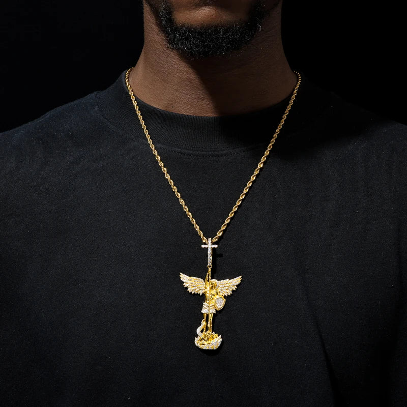 Iced Out Moissanite Angel Pendant