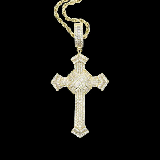 Long Moissanite Cross Pendant