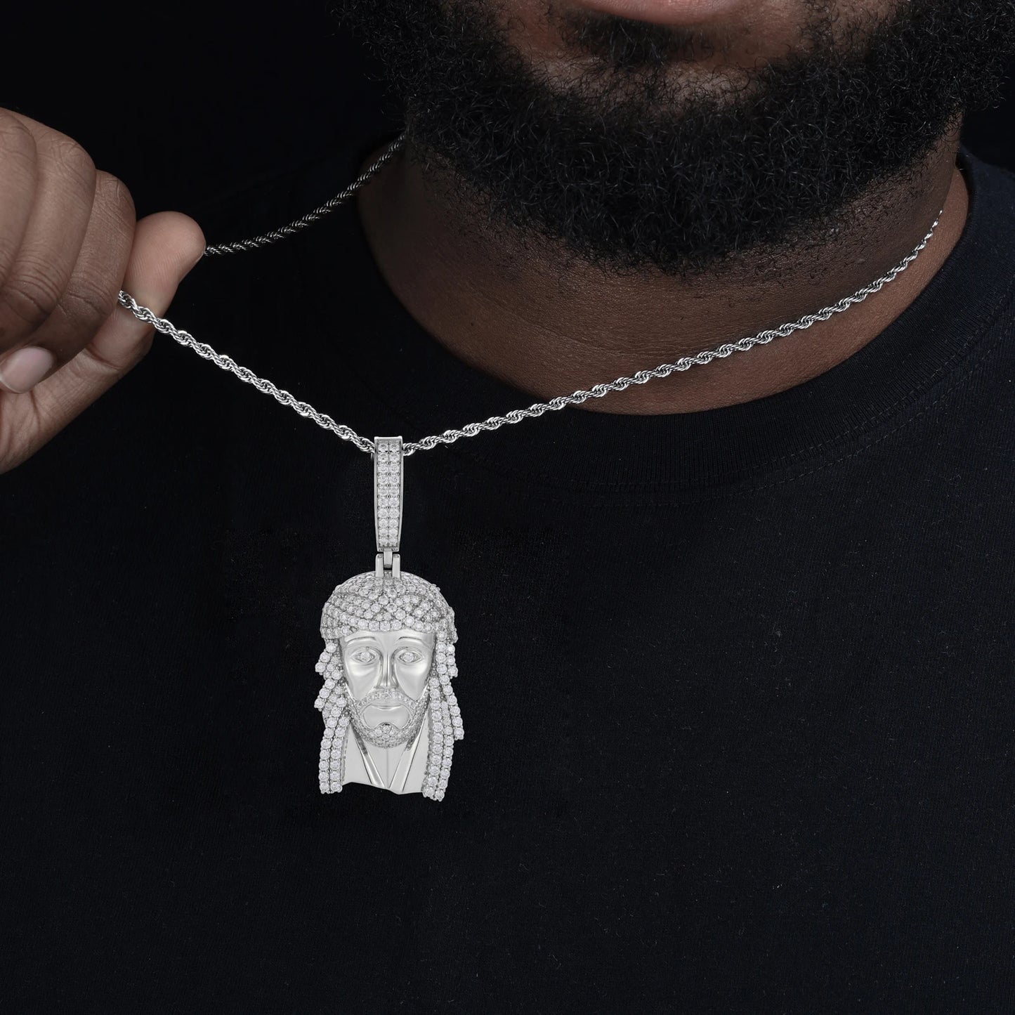 Iced Out Moissanite Jesus Head Pendant