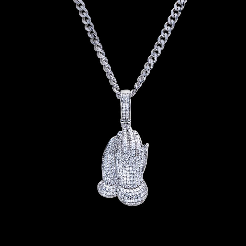 Moissanite Praying Hand Pendant