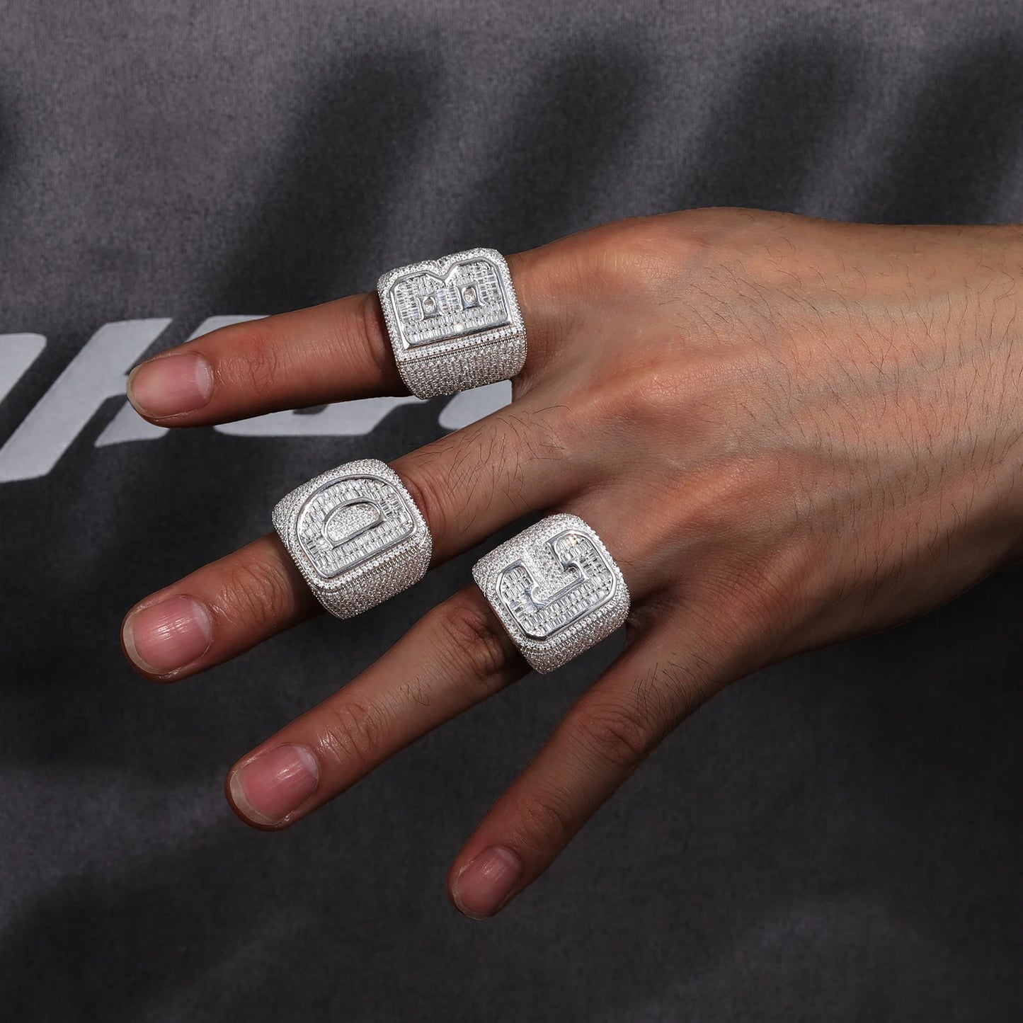 Custom Letter Moissanite Ring