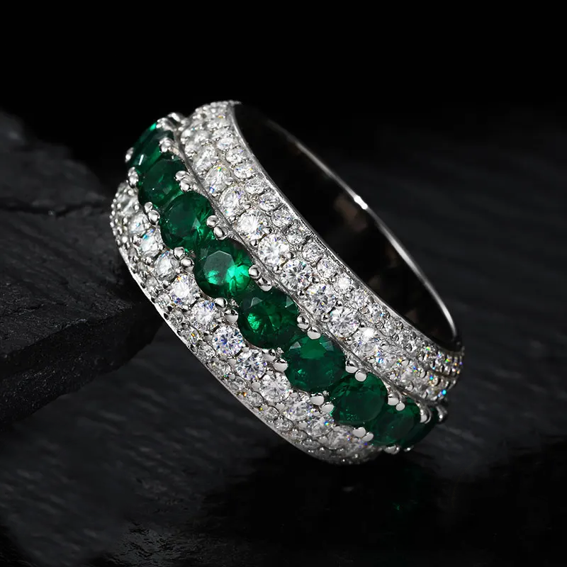 Pave Setting Moissanite Silver Ring