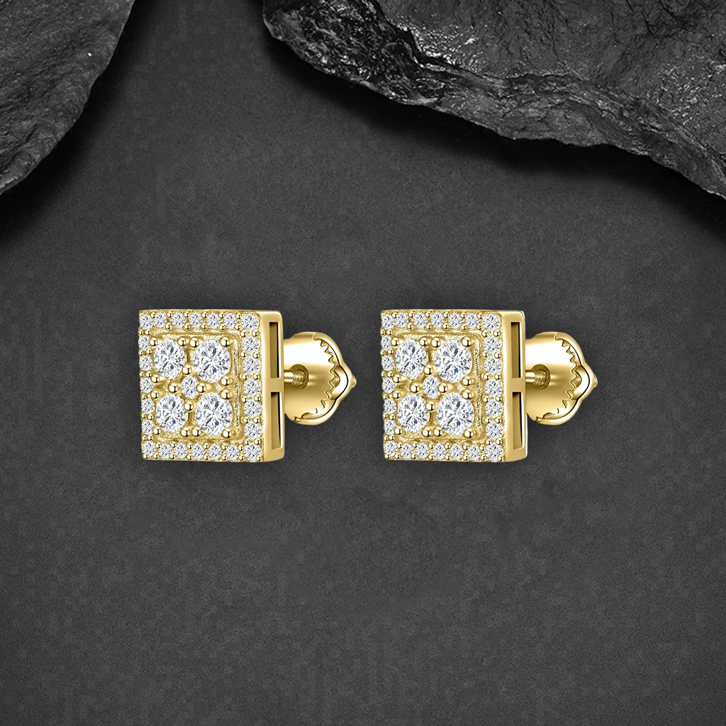 14K Gold Moissanite Stud Earrings